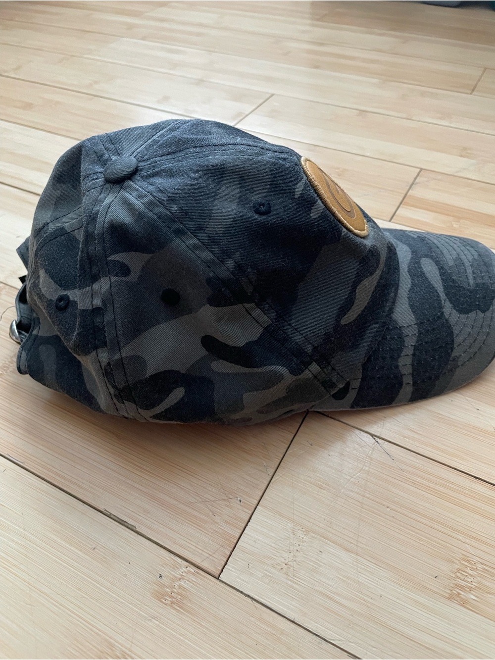 Gray Camo Baseball Cap with Tan Cyclebar Patch OS - Picture 4 of 5